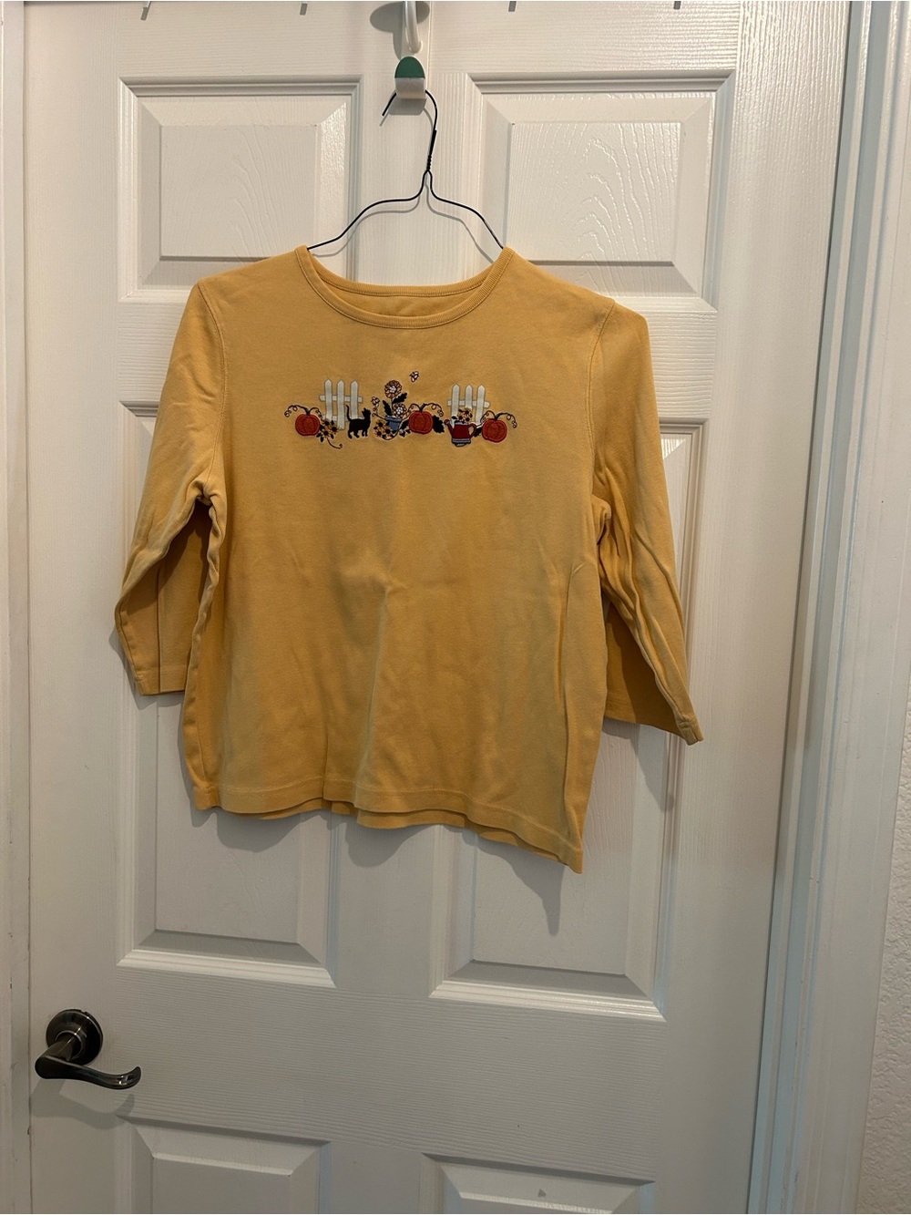 Christopher & Banks Mustard Yellow Long-Sleeve Pumpkin Graphic Top